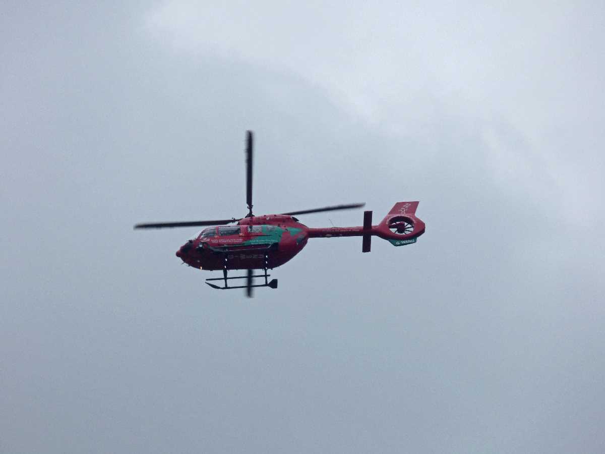 Wales Air Ambulance over Winterbourne House and Garden (May 2021)